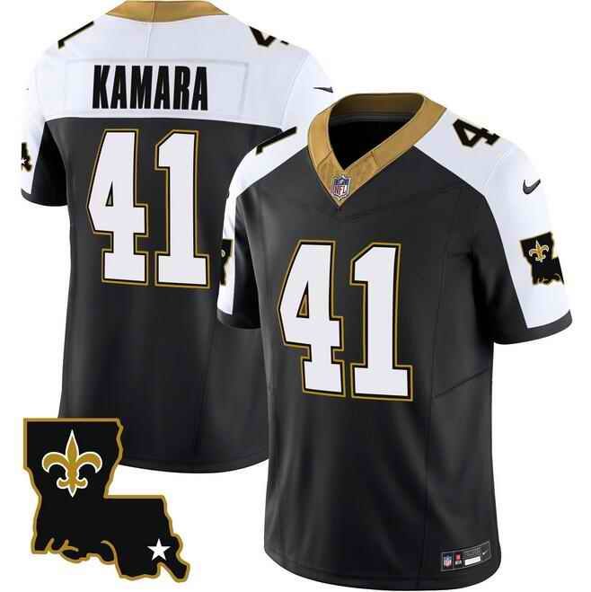 Men's New Orleans Saints #41 Alvin Kamara Black White 2023 F.U.S.E. 1987 Legacy Vapor Stitched Jersey