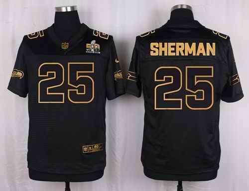 Nike Seahawks #25 Richard Sherman Black Men's Stitched NFL Elite Pro Line Gold Collection Jersey