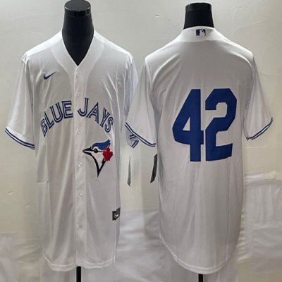 Men's Toronto Blue Jays #42 Jackie Robinson White Cool Base Stitched Baseball Jersey