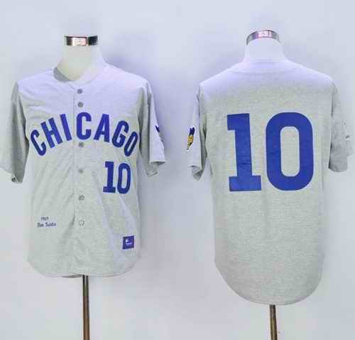 Mitchell and Ness Cubs #10 Ron Santo Stitched Grey Throwback MLB Jersey