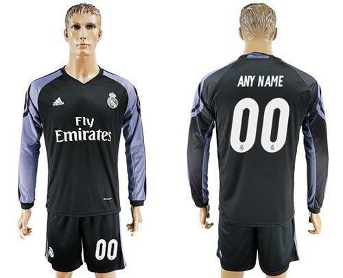 Real Madrid Personalized Sec Away Long Sleeves Soccer Club Jersey