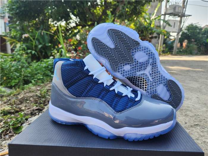 Women's Running weapon Air Jordan 11 Navy/Grey Shoes 0013