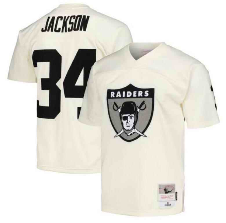 Men's Las Vegas Raiders Customized Cream Mitchell & Ness Stitched Jersey