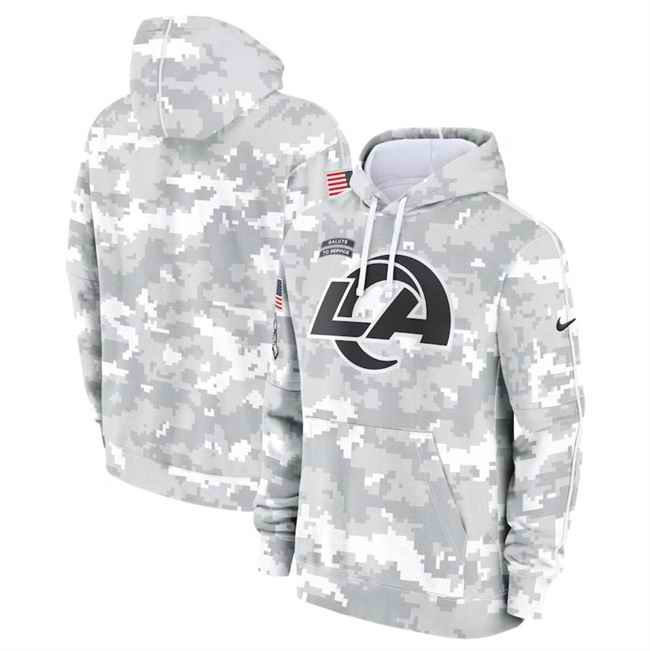 Men's Los Angeles Rams 2024 Arctic Camo Salute to Service Club Fleece Pullover Hoodie