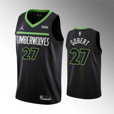 Men's Minnesota Timberwolves #27 Rudy Gobert Black Statement Edition Stitched Jersey