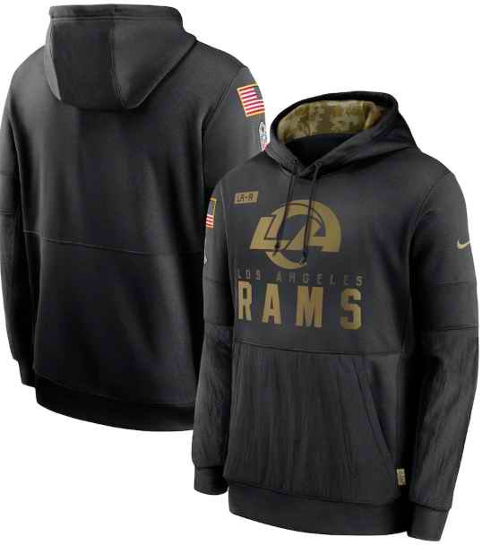 Men's Los Angeles Rams 2020 Black Salute to Service Sideline Performance Pullover Hoodie