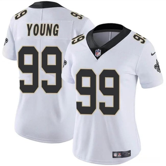 Women's New Orleans Saints #99 Chase Young White Vapor Stitched Game Jersey(Run Small)