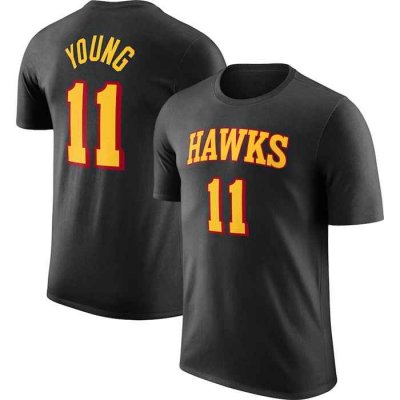 Men's Atlanta Hawks #11 Trae Young Black  2022/23 Statement Edition Name & Number T-Shirt