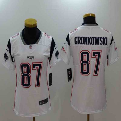 Women's New England Patriots #87 Rob Gronkowski White Vapor Untouchable Limited Stitched NFL Jersey