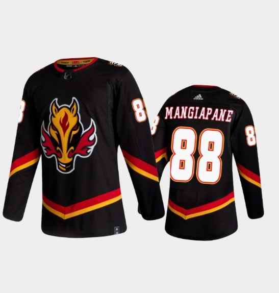 Men's Calgary Flames  #88 Andrew Mangiapane 2020-21 Black Reverse Retro Stitched Jersey