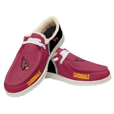 Women's Arizona Cardinals Loafers Lace Up Fuzzy Lined Shoes 0022 (Pls check description for details)