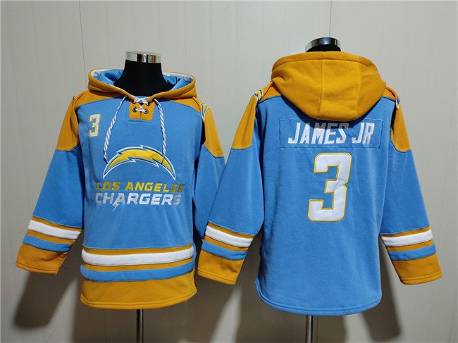 Men's Los Angeles Chargers #3 Derwin James Jr.  Blue Ageless Must-Have Lace-Up Pullover Hoodie