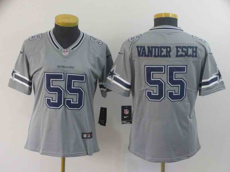 Women's Dallas Cowboys #55 Leighton Vander Esch Gray Inverted Legend Stitched NFL Jersey