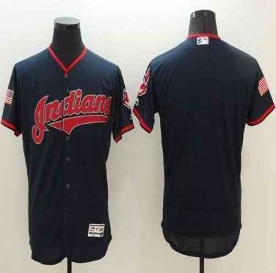 Indians Blank Navy Blue Fashion Stars & Stripes Flexbase Authentic Stitched MLB Jersey