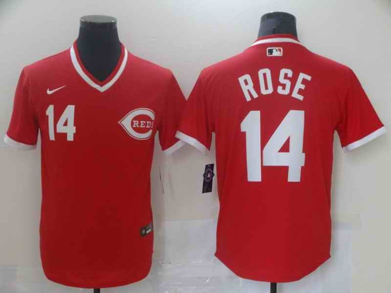 Men's Cincinnati Reds #14 Pete Rose Red Cool white Stitched Jersey