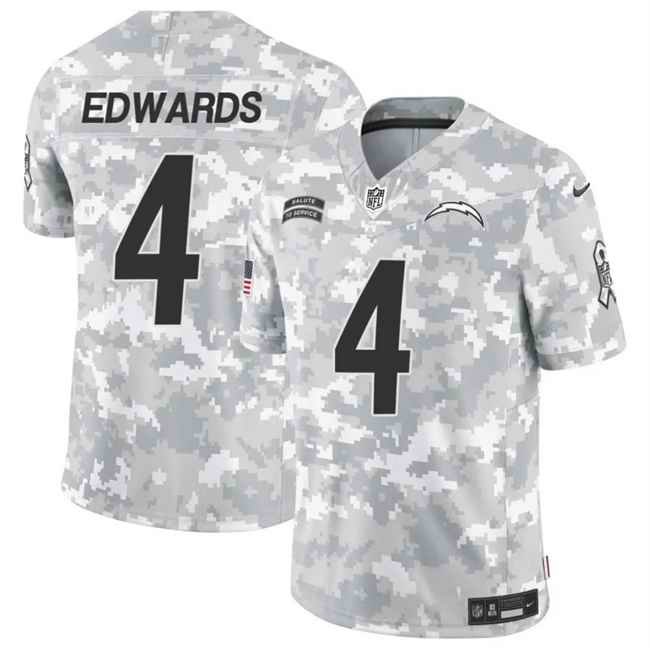 Men's Los Angeles Chargers #4 Gus Edwards 2024 F.U.S.E Arctic Camo Salute to Service Limited Stitched Football Jersey