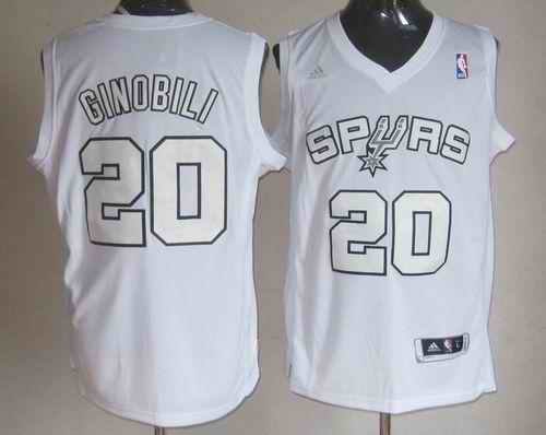 Spurs #20 Manu Ginobili White Winter On-Court Stitched NBA Jersey