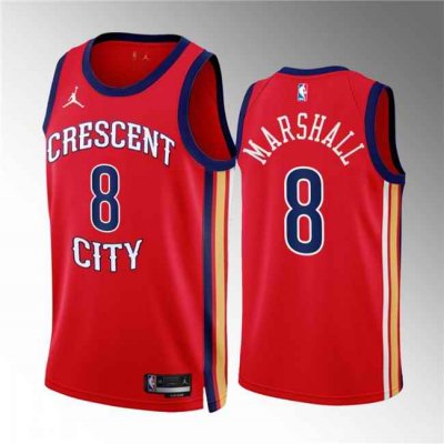 Men's New Orleans Pelicans #8 Naji Marshall Red 2022/23 Statement Edition Stitched Basketball Jersey