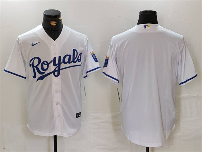 Men's Kansas City Royals Blank White Cool Base Stitched Jersey