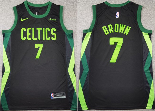 Men's Boston Celtics  #7 Jaylen Brown Black 2024 City Edition Stitched Basketball Jersey