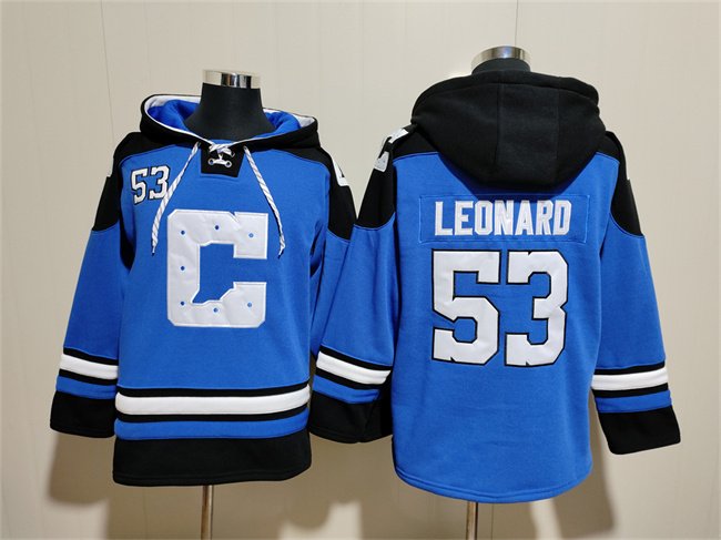 Men's Indianapolis Colts #53 Shaquille Leonard Blue Ageless Must-Have Lace-Up Pullover Hoodie