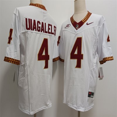 Men's Florida State Seminoles #4 DJ Uiagalelei White 2023 F.U.S.E  Stitched Jersey