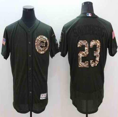 Cubs #23 Ryne Sandberg Green Flexbase Authentic Collection Salute to Service Stitched MLB Jersey