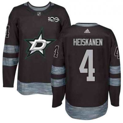 Men's Dallas Stars #4 Miro Heiskanen Black 1917-2017 100th Anniversary Stitched Jersey