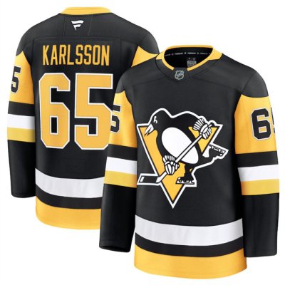 Men's Pittsburgh Penguins #65 Erik Karlsson Black 2024-25 Home Stitched Hockey Jersey