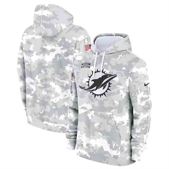 Youth Miami Dolphins 2024 White/Gray Salute To Service Pullover Hoodie