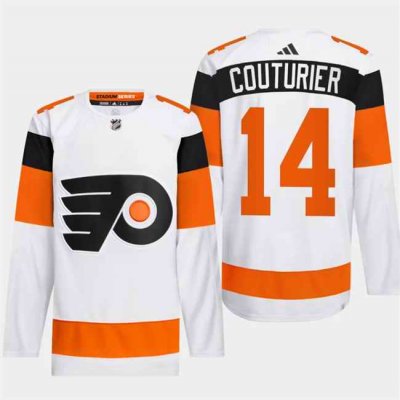 Men's Philadelphia Flyers #14 Sean Couturier White 2024 Stadium Series Stitched Jersey