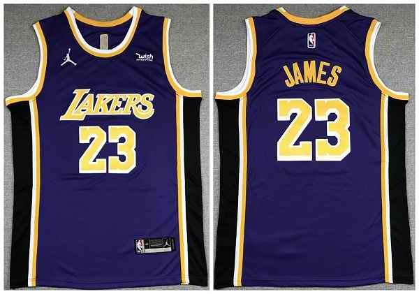 Men's Los Angeles Lakers #23 LeBron James Purple Stitched Jersey