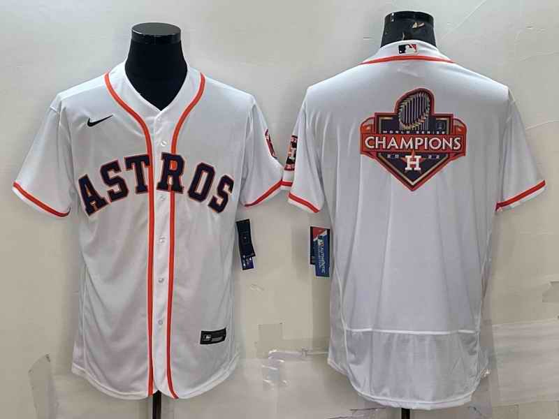 Men's Houston Astros White 2022 World Series Champions Team Big Logo Flex Base Stitched Jersey