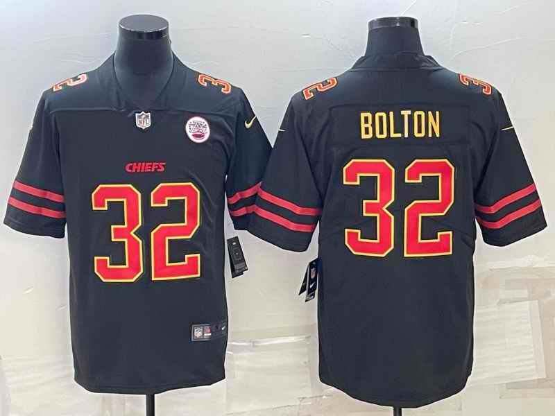 Men's Kansas City Chiefs #32 Nick Bolton Black Red Gold Vapor Untouchable Limited Stitched Jersey