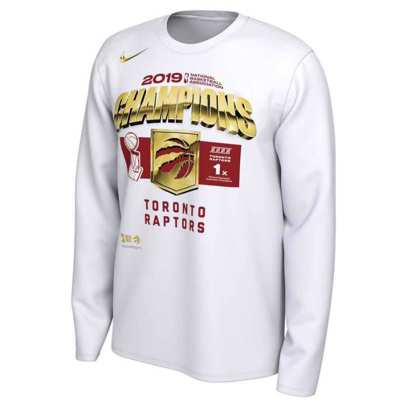 Men's Toronto Raptors White 2019 NBA Finals Champions Locker Room Long Sleeve T-Shirt