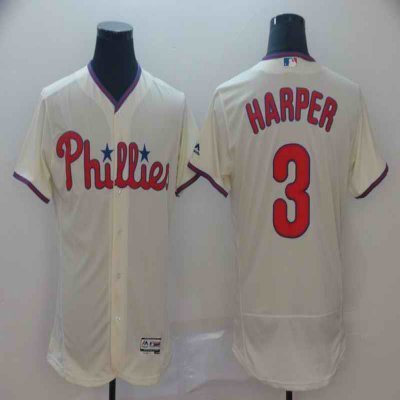 Men's Philadelphia Phillies #3 Bryce Harper Majestic White Flex Base Stitched MLB Jersey