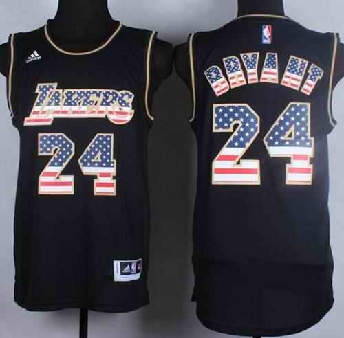 Lakers #24 Kobe Bryant Black USA Flag Fashion Stitched NBA Jersey