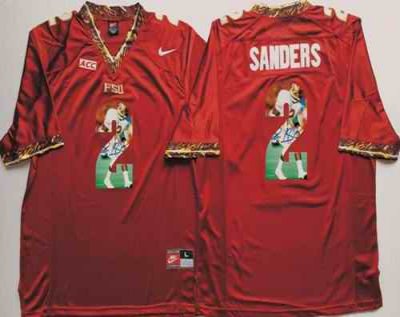 Seminoles #2 Deion Sanders Red Player Fashion Stitched NCAA Jersey