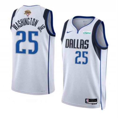 Men's Dallas Mavericks #25 P.J. Washington Jr. White 2024 Finals Association Edition Stitched Basketball Jersey