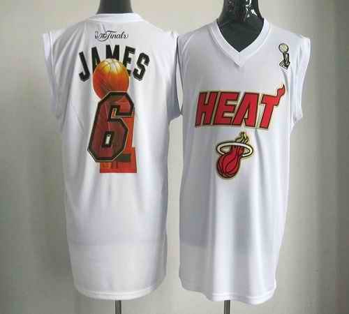 2012 NBA Finals Heat #6 LeBron James White Stitched NBA Jersey