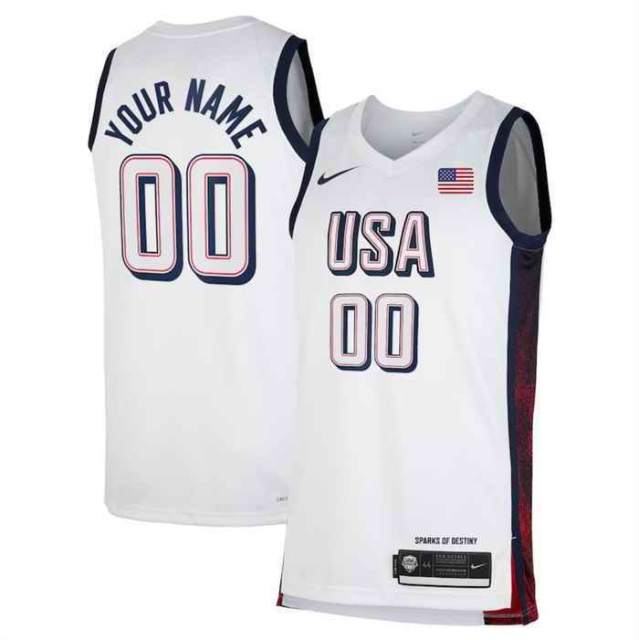 Men's USA Basketball ACTIVE PLAYER Custom White 2024 Swingman Stitched Jersey