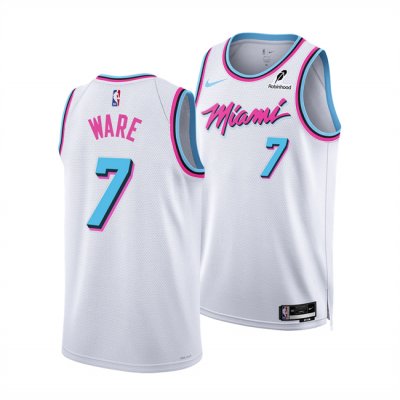 Men's Miami Heat #7 Kel'el Ware White 2024/25 City Edition Stitched Basketball Jersey