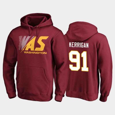 Men's Washington Football Team #91 Ryan Kerrigan 2020 Burgundy Stealth Scanner Pullover Hoodie