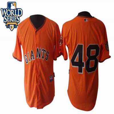 Giants #48 Pablo Sandoval Orange Cool Base w/2010 World Series Patch Stitched MLB Jersey