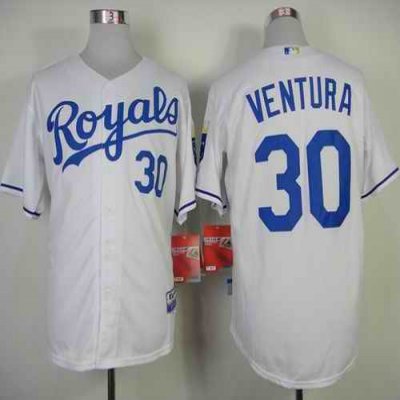 Royals #30 Yordano Ventura White Cool Base Stitched MLB Jersey