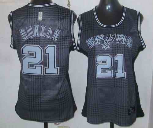 Spurs #21 Tim Duncan Black Women's Rhythm Fashion Stitched NBA Jersey