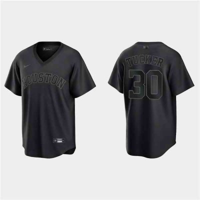 Men's Houston Astros #30 Kyle Tucker Black Pitch Black Fashion Replica Stitched Jersey