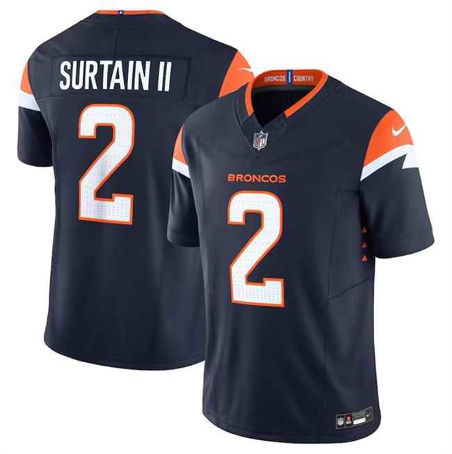 Men's Denver Broncos #2 Pat Surtain II Navy 2024 F.U.S.E. Alternate Vapor Limited Stitched Football Jersey