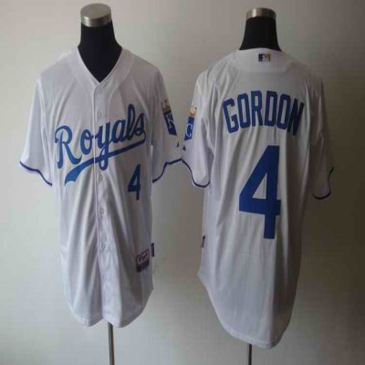 Royals #4 Alex Gordon White Cool Base Stitched MLB Jersey