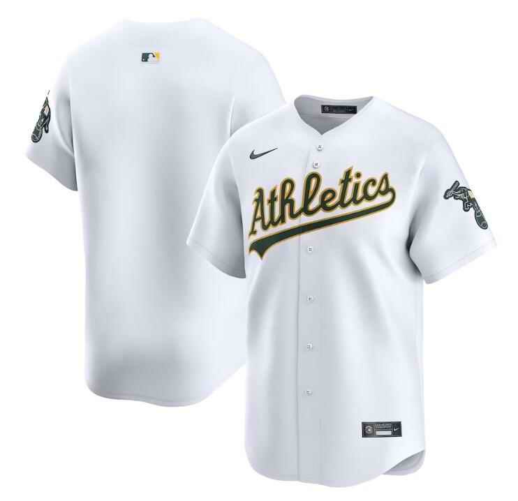 Men's Oakland Athletics Blank White Home Limited  Stitched Jersey